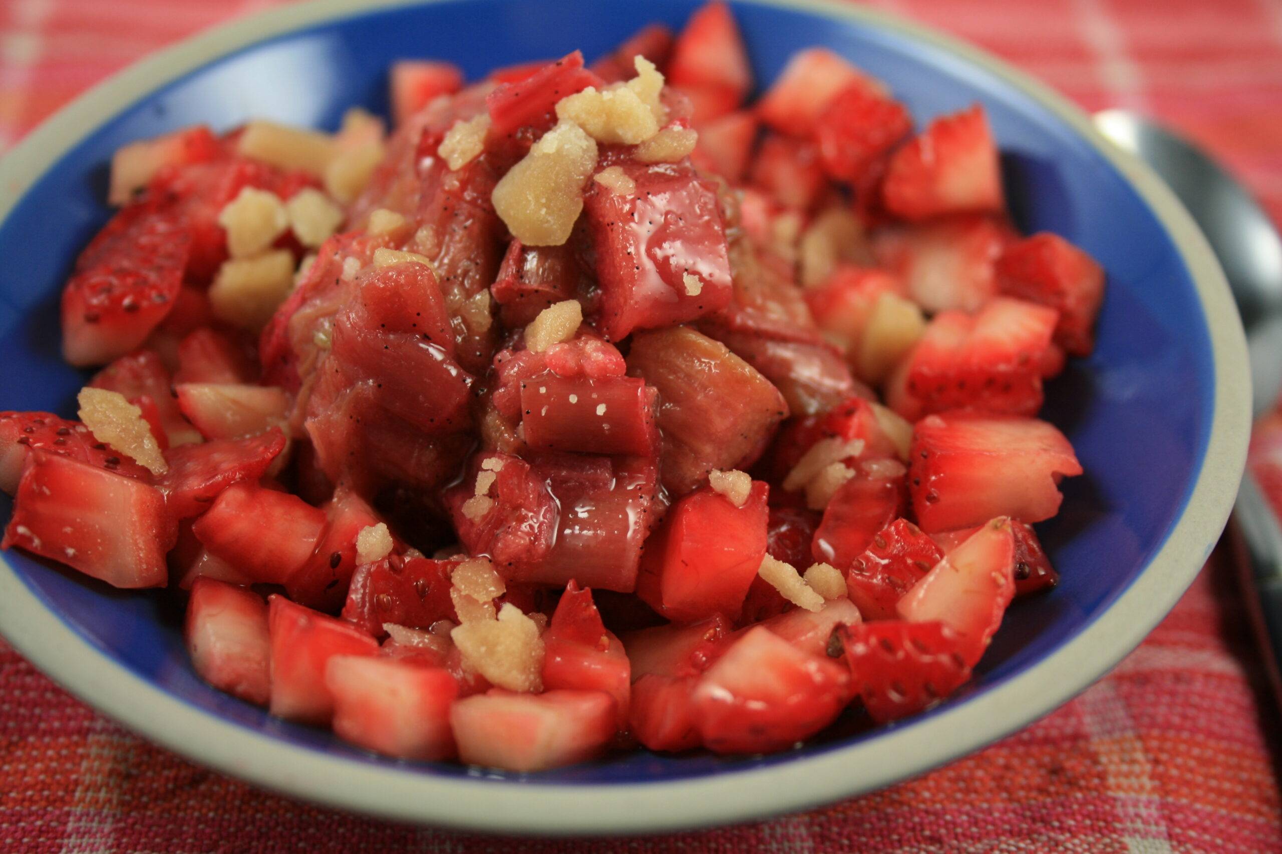 compote-de-rhubarbe-sur-salsa-de-fraises